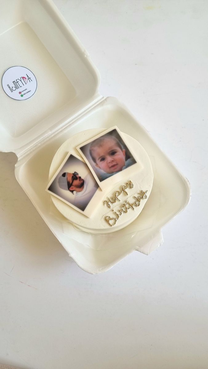 Bento cake with edible photo toppers